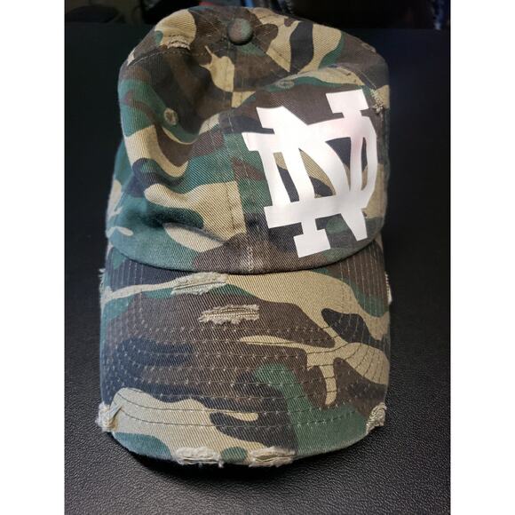 Notre Dame Camouflage Adjustable Hat Kbethos Vintage Distressed - Picture 5 of 8